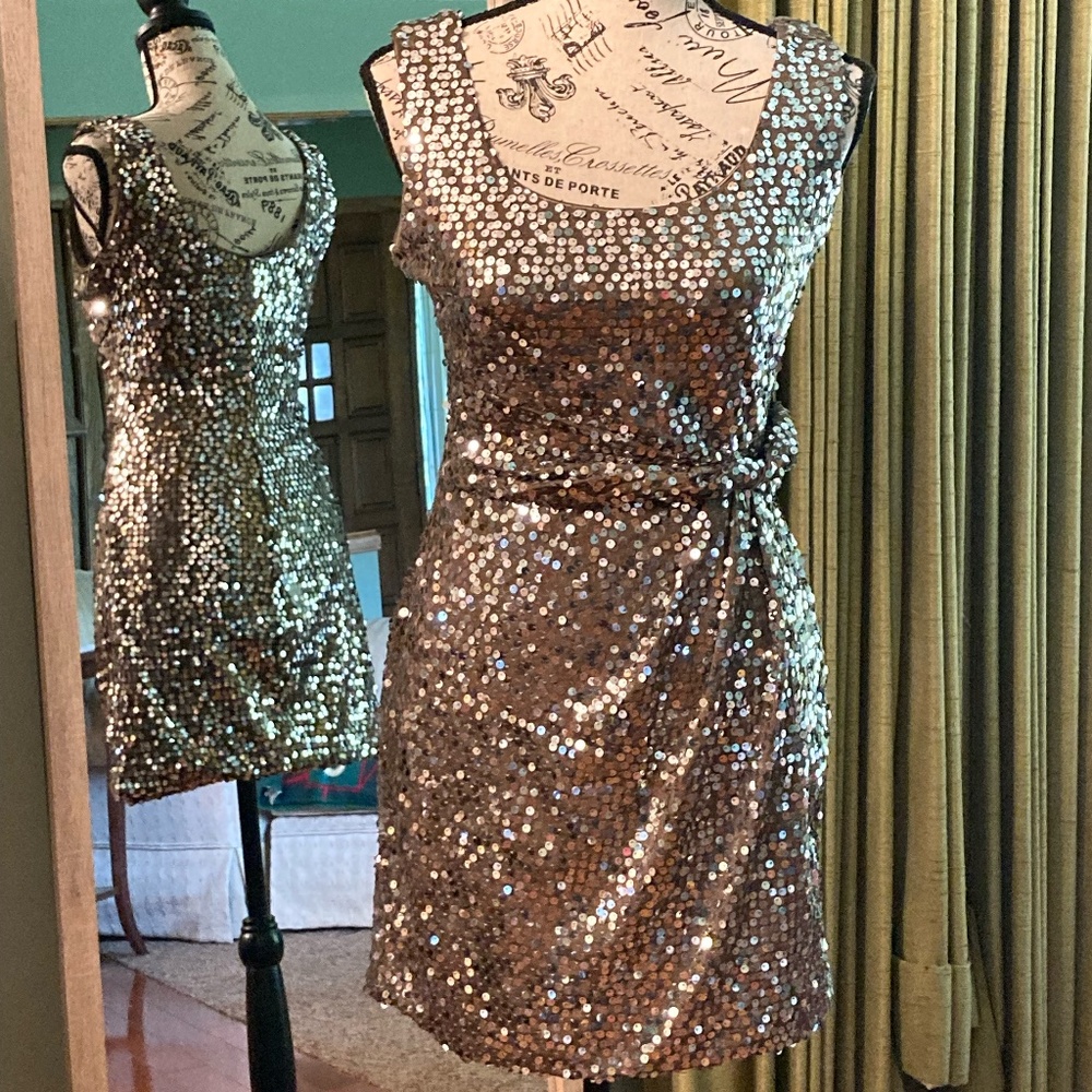 Silver Sequin Mini Dress